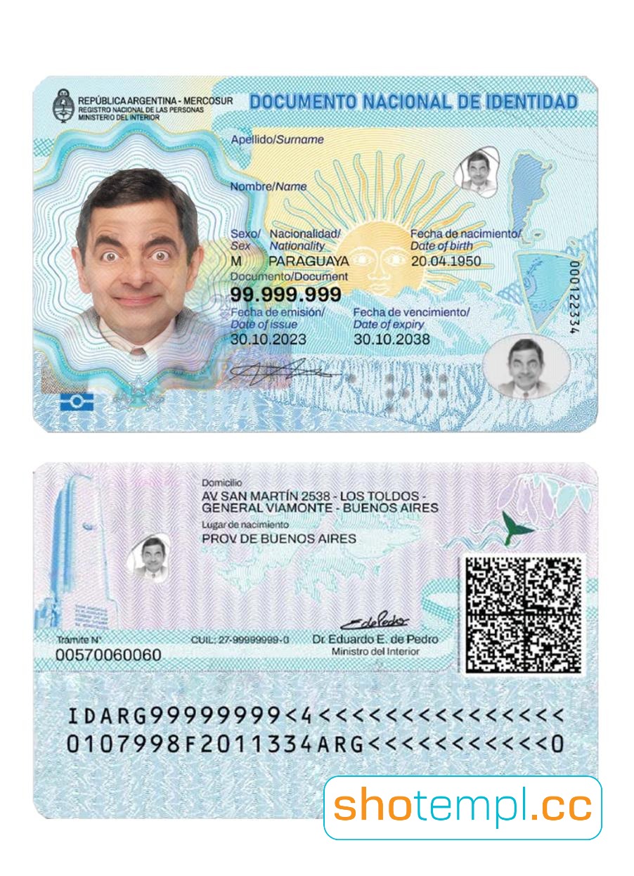 Argentine ID Card PSD Template V2